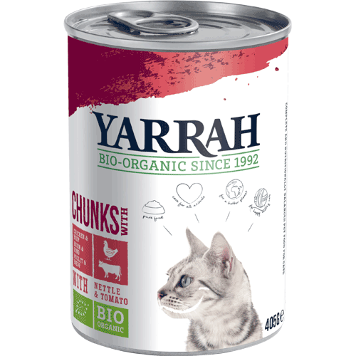 Bio Bröckchen Huhn und Rind 405g Katze Nassfutter Yarrah