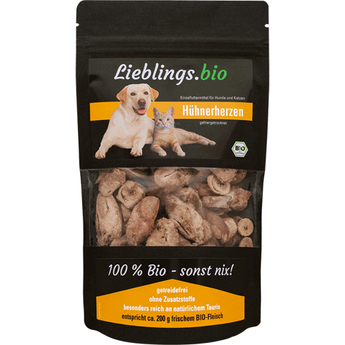 Bio Hühnerherzen 50g  Hund Snack Lieblings.bio